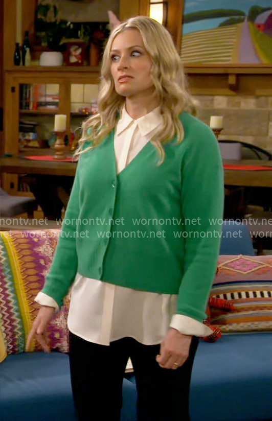 Gemma’s green v-neck cardigan on The Neighborhood