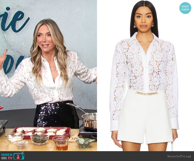 Generation Love Marcello Lace Top worn by Debbie Matenopoulos on Access Hollywood