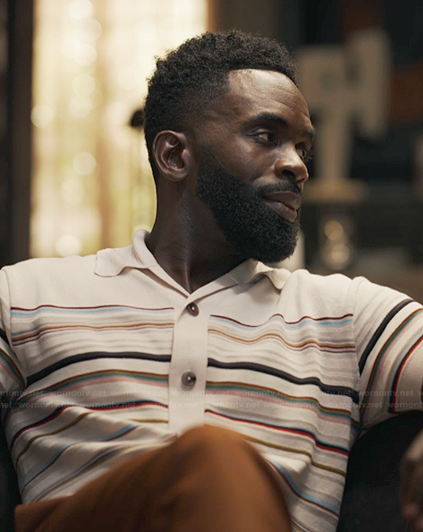 Geoffrey’s white striped shirt on Bel-Air
