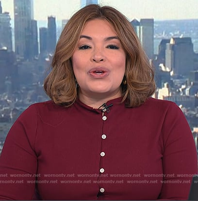 Gilma Avalos’s red cardigan on NBC News Daily