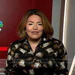 Gilma Avalos’s black floral print blouse on NBC News Daily