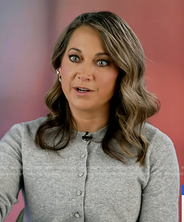 Ginger’s grey knit cardigan and skirt on Good Morning America