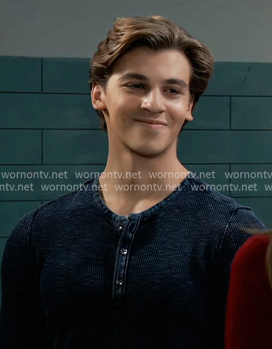 Gio’s blue henley shirt on General Hospital