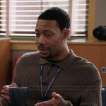 Gregory’s green ribbed polo sweater on Abbott Elementary