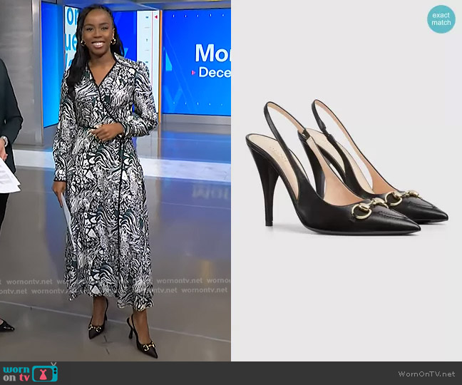 Gucci Horsebit Slingback Pumps worn by Zinhle Essamuah on NBC News Daily
