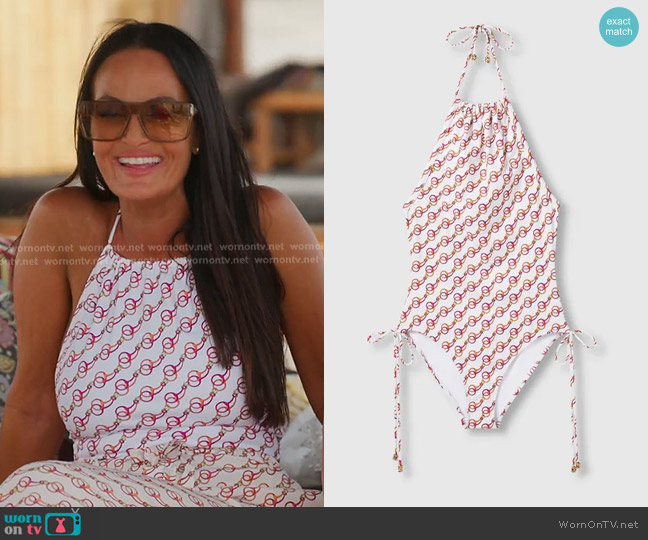 Gucci Printed Stretch Jersey Swimsuit worn by Lisa Barlow on The Real Housewives of Salt Lake City