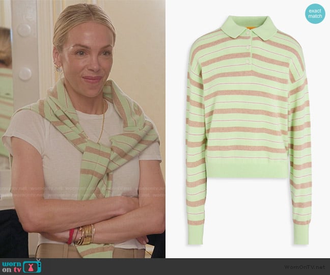 Guest in Residence Striped cashmere polo sweater Green worn by (Simone Harouche) on The Kardashians