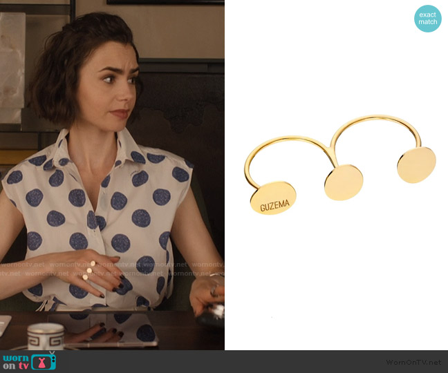 Guzema Trio Flat Ring worn by Emily Cooper (Lily Collins) on Emily in Paris