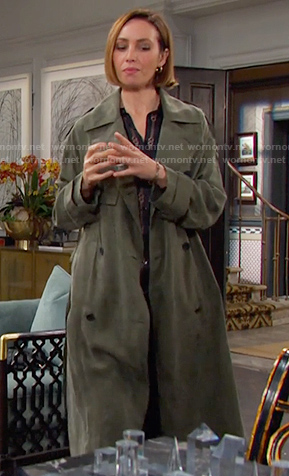 Gwen’s green trench coat on Days of our Lives