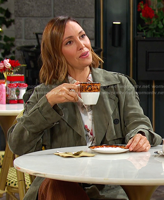 Gwen’s green trench coat on Days of our Lives