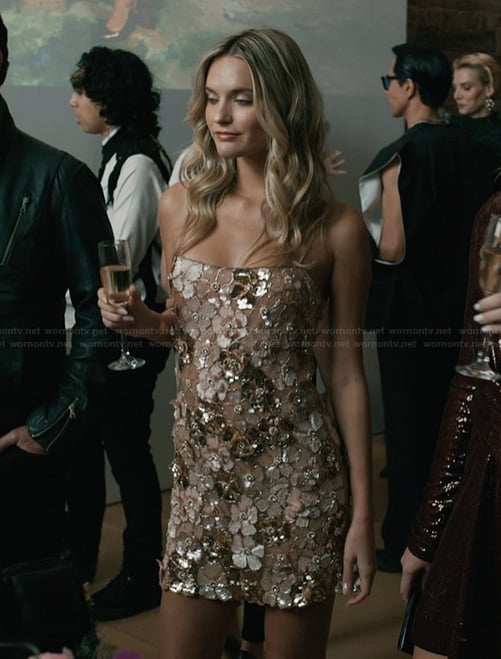 Harper’s sequin floral mini dress on Elsbeth