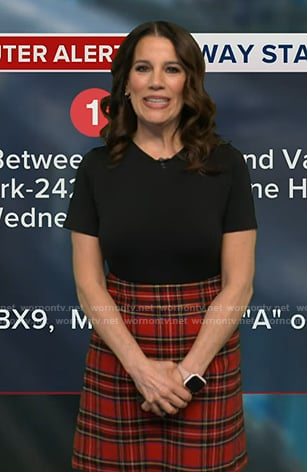 Heather’s red tartan check skirt on Good Morning America