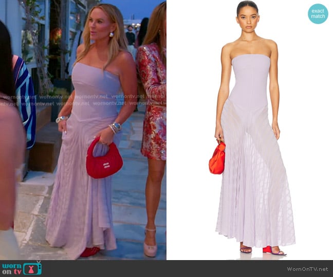 Helsa June Knit Bodysuit Dress in Lavender worn by Heather Gay on The Real Housewives of Salt Lake City