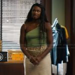 Hilary’s green one shoulder top and lace skirt on Bel-Air