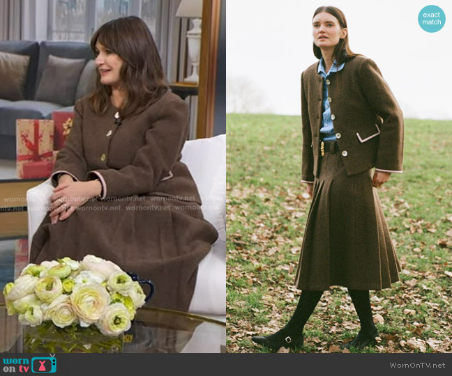 Home of Hai Marlene Jacket in Brown worn by Emily Mortimer on Good Morning America