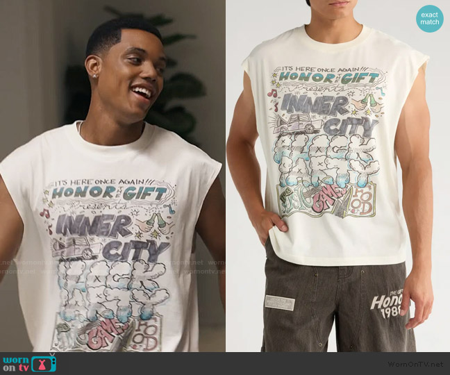 Honor The Gift Block Party Graphic Muscle Tee worn by Will Smith (Jabari Banks) on Bel-Air