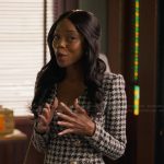 Pamela’s houndstooth tweed dress on Bel-Air