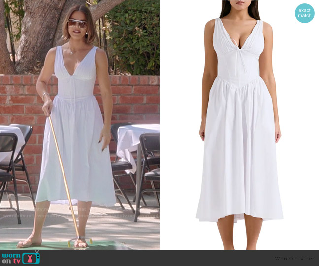 House of CB Emmelina Sleeveless Stretch Poplin Midi Dress worn by Khloe Kardashian (Khloe Kardashian) on The Kardashians