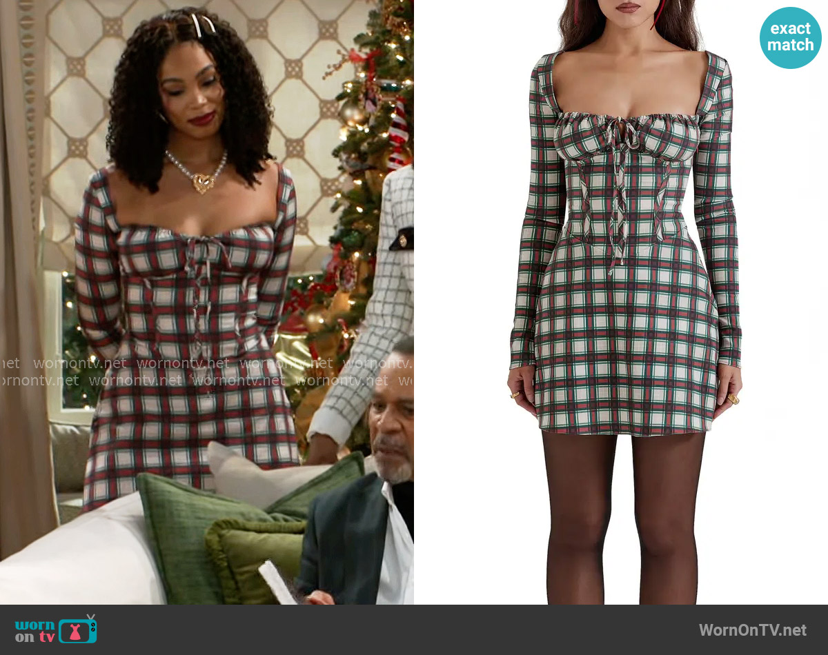 新品 herlipto/ Lady Checkered Belted Dress タグ付き herlipto heckered Belted Dress