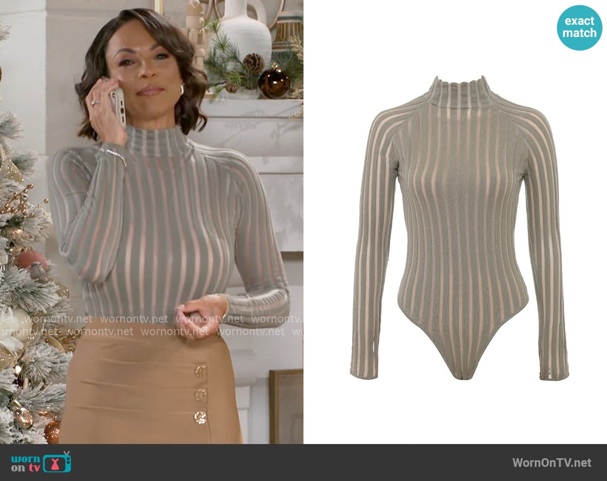 House of CB Rowena Rib Bodysuit worn by Nicole Dupree Richardson (Daphnee Duplaix) on Beyond the Gates