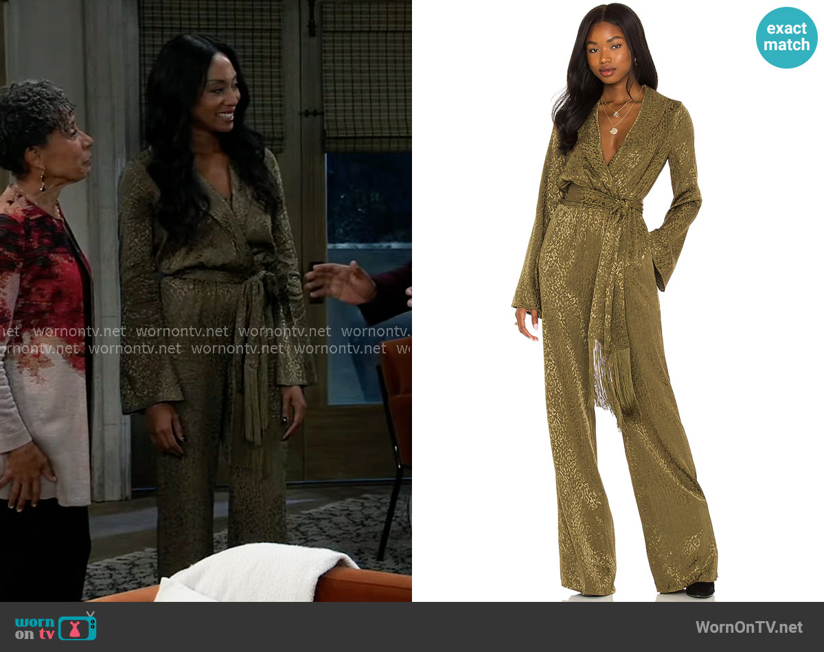 House of Harlow 1960 Rossi Jumpsuit worn by Jordan Ashford (Tanisha Mariko Harper) on General Hospital