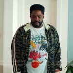 Howard’s tiger stripe print track suit on Loot