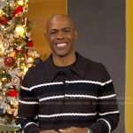 Dr. Ian Smith’s brown striped polo sweater on Good Morning America