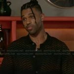 Izaiah’s black chevron knit cardigan on Beyond the Gates