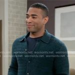 Isaiah’s teal green zig zag sweater on General Hospital