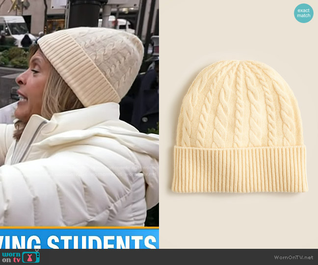 J. Crew Cashmere cable-knit beanie worn by Hoda Kotb on Today