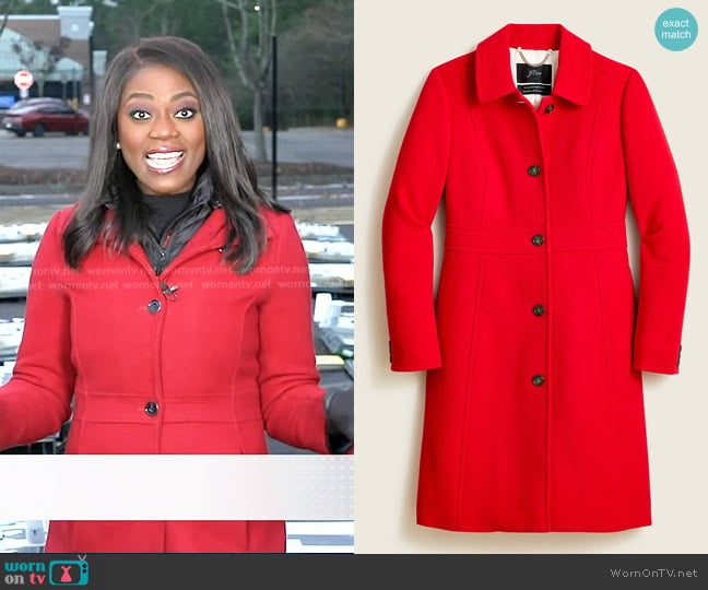 J. Crew Classic Lady Day Coat in Italian double-cloth wool with Thinsulate worn by Faith Abubey on Good Morning America
