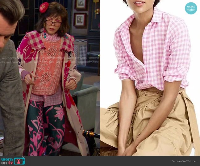 J. Crew Crinkle Gingham Boy Shirt worn by Susan Banks (Stacy Haiduk) on Days of our Lives