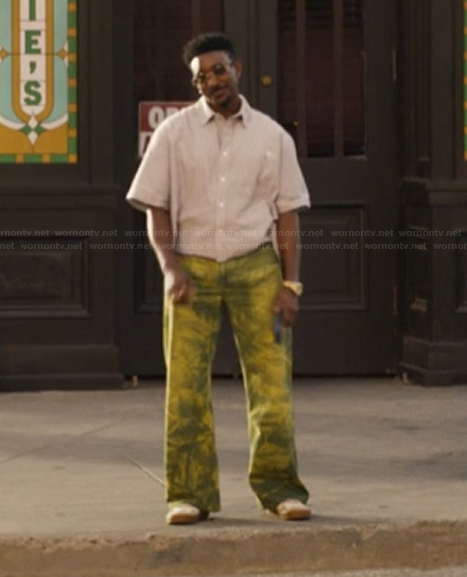 Jazz’s green acid dye jeans on Bel-Air