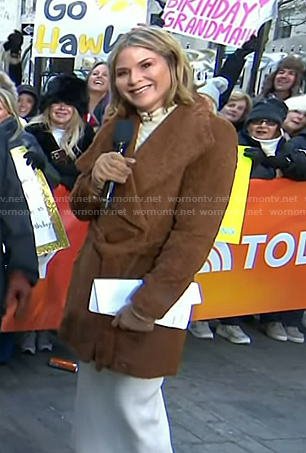 Jenna’s brown fur wrap coat on Today