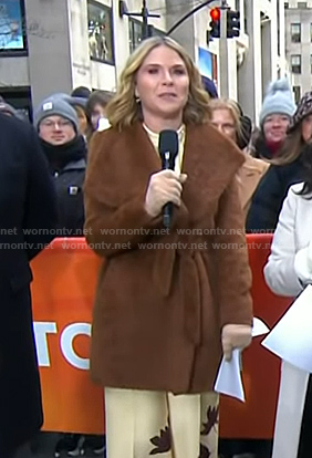 Jenna’s brown fur wrap coat on Today