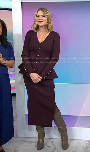 Jenna’s winde red peplum cardigan and knit skirt on Today
