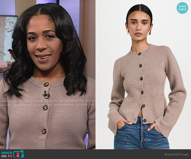 Jenni Kayne Cooper Cardigan in Taupe worn by Dana Griffin on Today