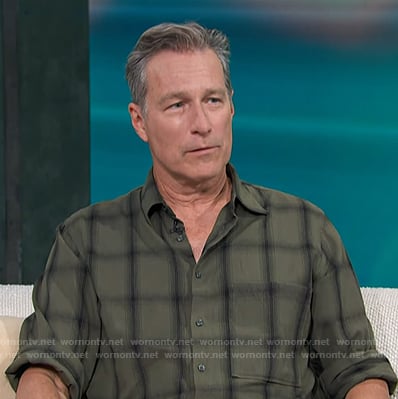 John Corbett’s green plaid shirt on Access Hollywood