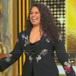 Jordin Sparks’s black embroidered blazer on Tamron Hall Show