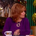 Joy’s purple sweater and circle necklace on The View