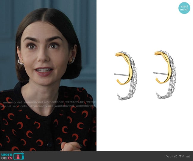 Jude Benhalim Mini Harmonia Earrings worn by Emily Cooper (Lily Collins) on Emily in Paris