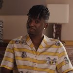 Julien’s striped printed shirt on Emily in Paris