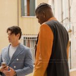 Julien’s orange gradient colorblock suit on Emily in Paris