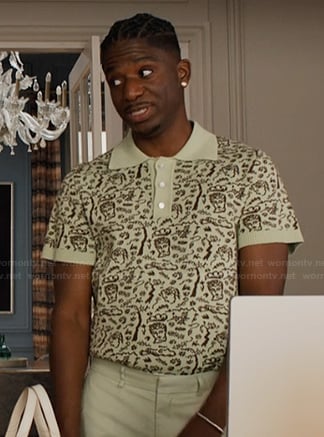 Julien’s green printed polo on Emily in Paris