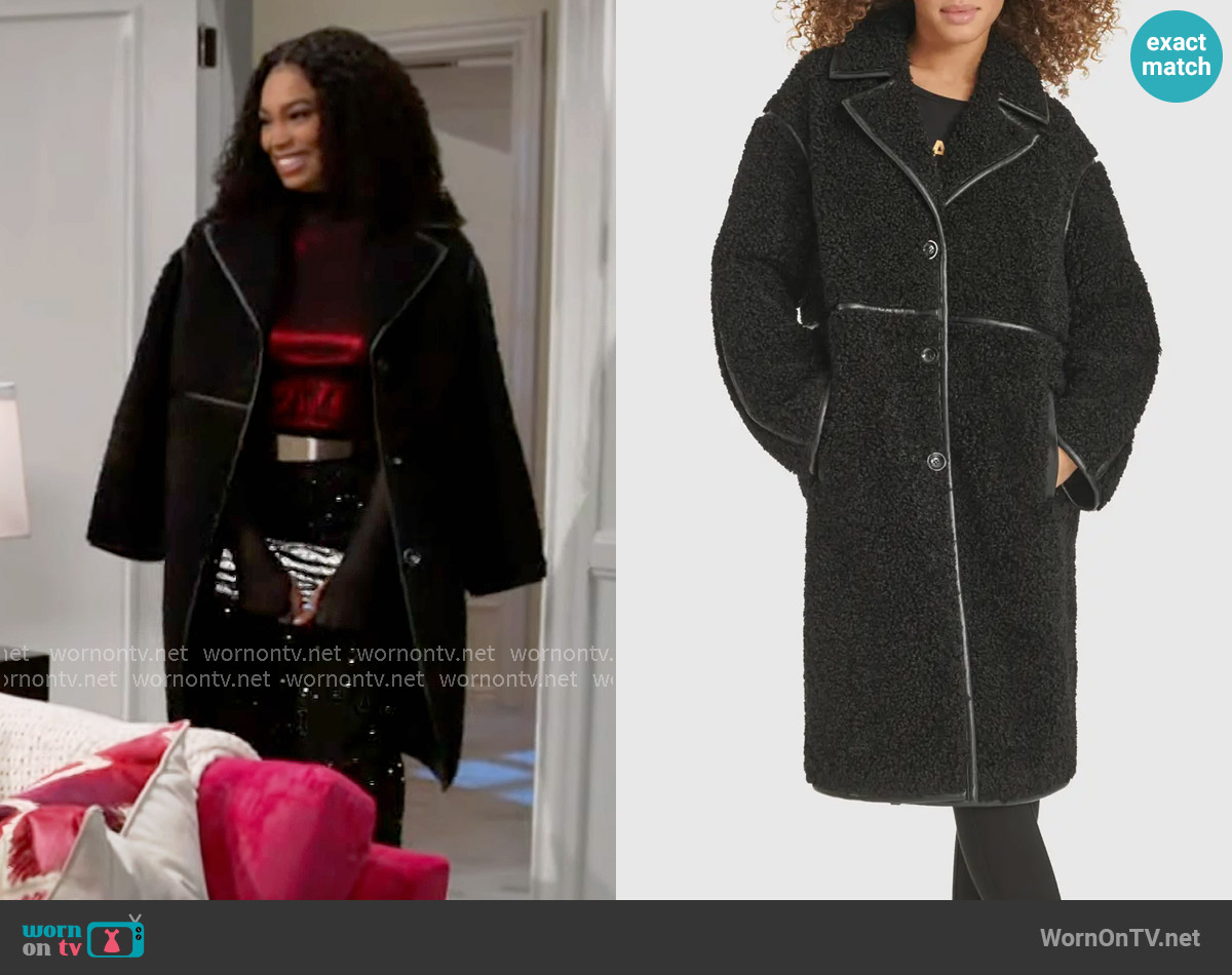 Karl Lagerfeld Faux Shearling Coat worn by Chelsea Hamilton (RhonniRose Mantilla) on Beyond the Gates