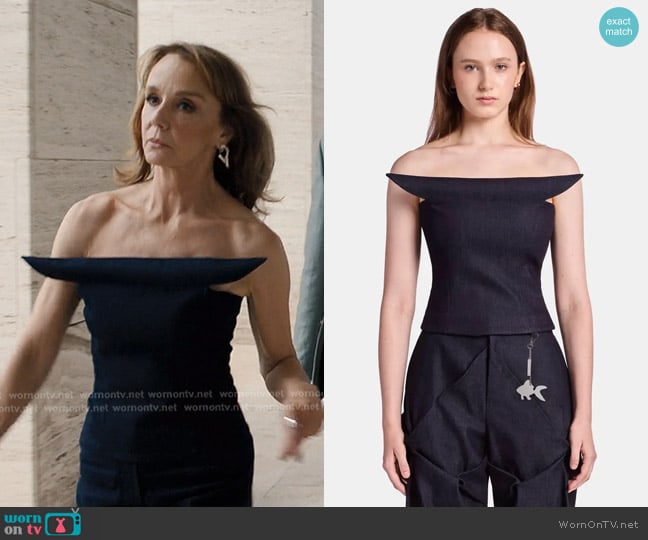 Kate Barton Symmetrical Sculpted Denim Corset in Navy worn by Sylvie (Philippine Leroy-Beaulieu) on Emily in Paris