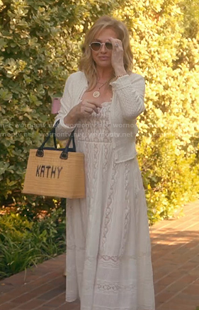 Kathy’s white lace dress on The Real Housewives of Beverly Hills