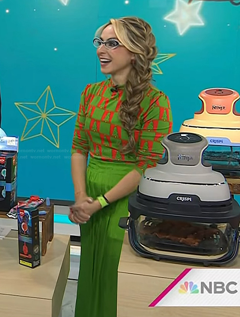 Katie Linendoll’s green satin top on Today