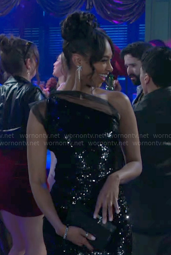 Kat’s black NYE dress on Beyond the Gates