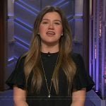 Kelly’s black ruffle sleeve dress on The Kelly Clarkson Show